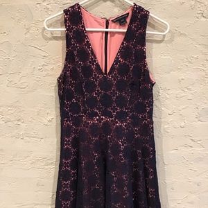 French Connection Blue and Pink Crochet Dress Sz 8 Sorority Attire